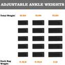 Henkelion 1 Pair 20 Lbs Adjustable Ankle Weights for Women Men Kids, Strength Training Wrist and Ankle Weights Set for Gym, Fitness Workout, Running, Lifting Exercise Leg Weights - Each 10 Lbs Black