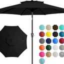 JEAREY 9' 2-Tiers Patio Umbrellas Outdoor Table Market Umbrella w/Push Button Tilt/Crank, 8 Sturdy Ribs, UV Protection Waterproof Sunproof(Black) (9FT)