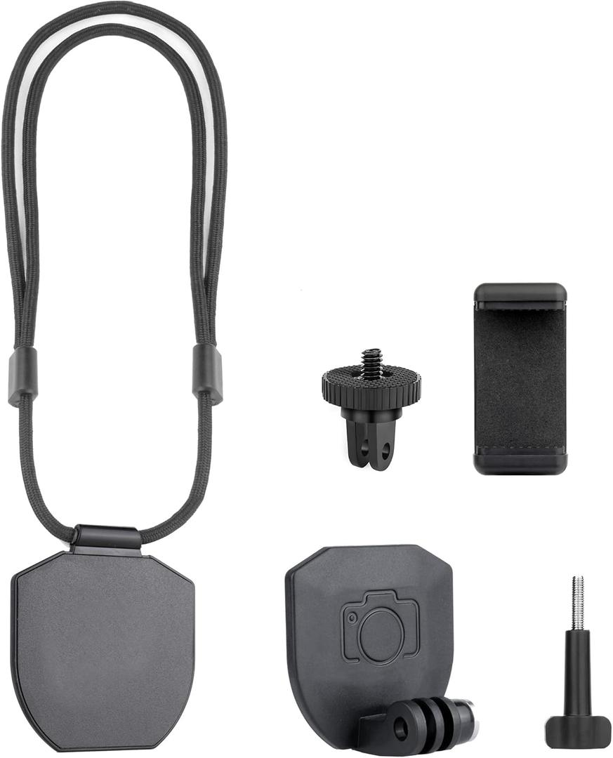 GEPULY Magnetic Neck Mount+Chest Mount for iPhone GoPro Hero 13 12 11 10 9 8 7 6 5 4 3 Max Session Insta360 AKASO DJI Necklace Selfie Holder Hands Free for Canon Digital Cameras Car