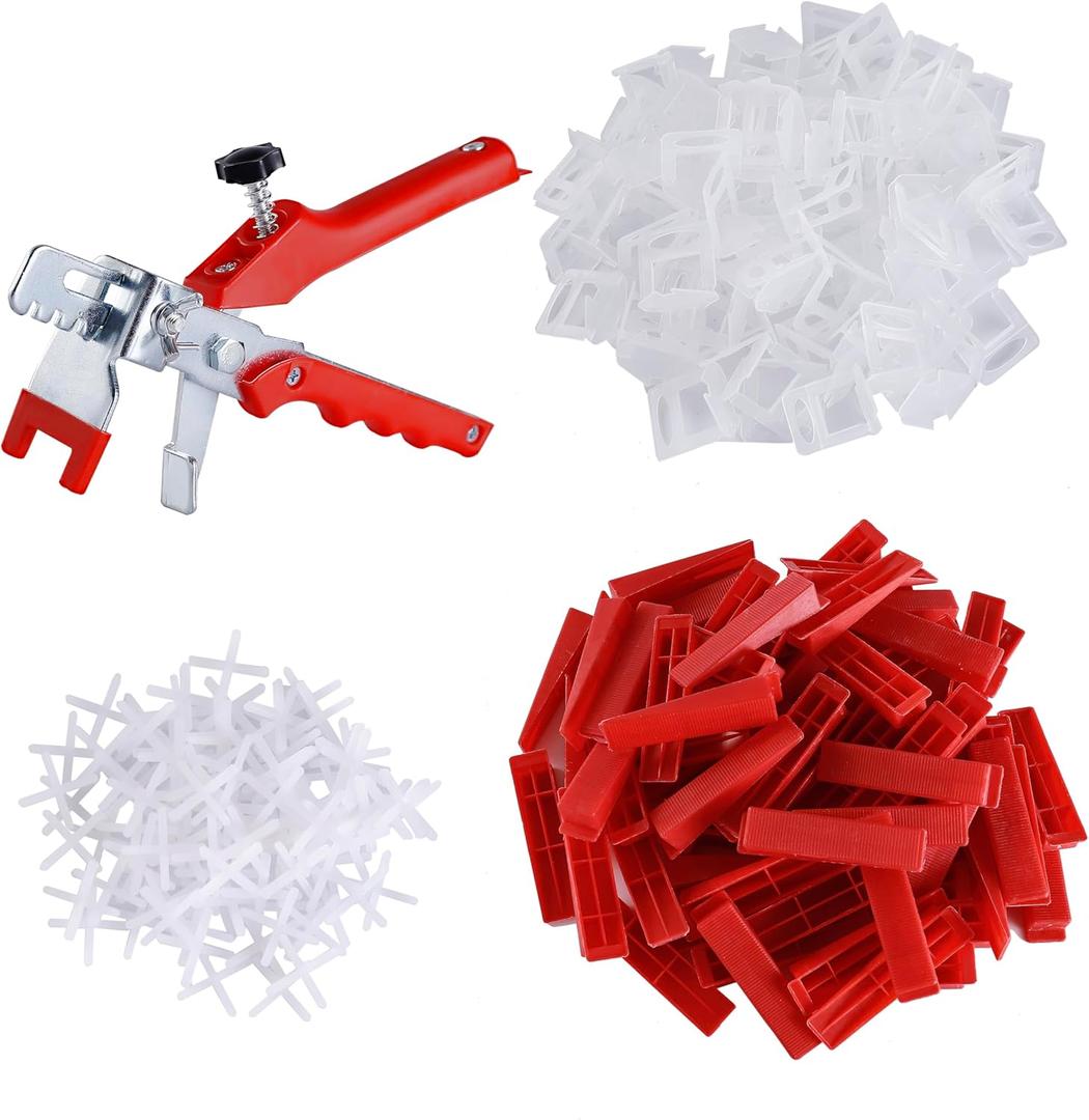 Tile Leveling System 1/16" Spacersncludes 285 Tile Leveling spacers, 100 Reusable Wedges, one Large Tile clamp, and 500 (1/12) Tile shims for Professional Ceramic and Stone Installation