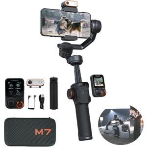 Hohem iSteady M7 Gimbal Stabilizer for Smartphone, 3-Axis Phone Gimbal, Gimbal Stabilizer for iPhone & Android, AI Tracking Sensor with Fill Light, 1.4" Detachable Touchscreen Remote Control