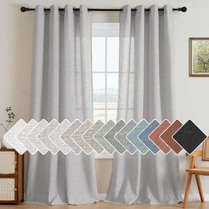 H.VERSAILTEX 2 Pack Ultra Luxurious Solid High Woven Linen Elegant Semi Sheer Curtains Nickel Grommet Breathable and Airy Drapes for Bedroom/Living Room - 52 by 96 Inch, Set 2 Panels, Dove
