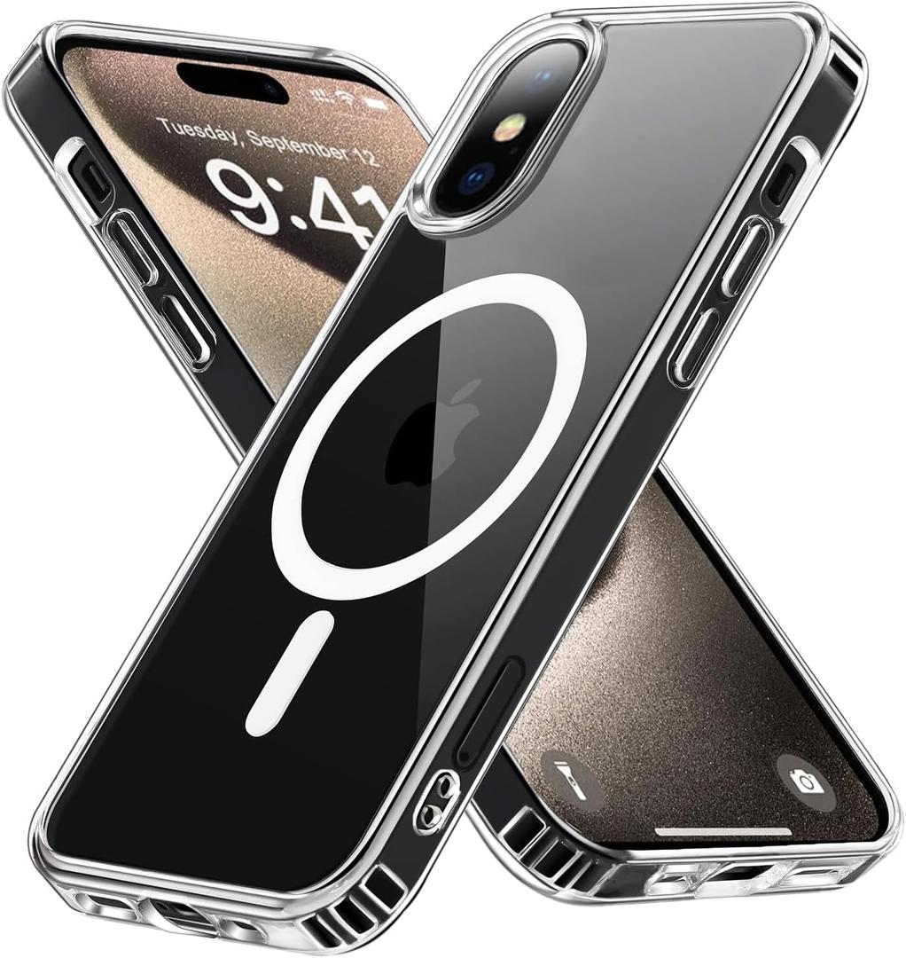 Magnetic for iPhone X/XS Case Compatible with MagSafe,Not Yellowing,Military Grade Protection,Ultra Thin Shockproof Phone Case for iPhone X/XS-Clear