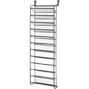 Whitmor 36 Pair Over The Door Shoe Rack, Gun Metal Gray