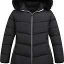 Women's Plus Size Winter Windproof Warm Down Coats Waterproof Thicken Hooded Fashions Puffer Jacket (2X, Black)