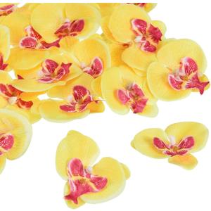 PATIKIL 2.8" Artificial Orchid Flower Heads, 20 Pack Silk Phalaenopsis Fake Butterfly Orchid Heads for Wedding Floral Bouquet Decor DIY Craft Making, Yellow
