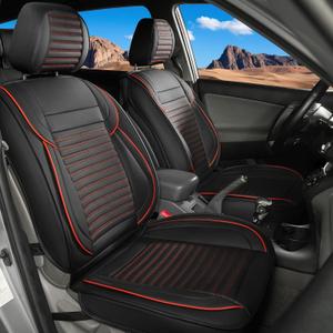 LINGVIDO Car Seat Covers,Breathable and Waterproof Faux Leather Automotive Seat Covers for Cars SUV Pick-up Truck Sedan,Universal Anti-Slip Driver Seat Cover with Backrest (Front Seat, Red