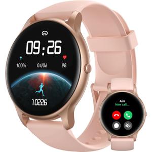 Parsonver Smart Watch for Women(Answer/Make Calls), HD Screen Fitness Tracker IP68 Waterproof, 100+ Sport Modes, Heart Rate/Sleep/SpO2/Steps Monitor, Round Smartwatch for Android & iPhone, Rose Gold
