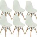 Dining Room Chair Covers Slipcovers Set of 6, Shell Chair Cover Velvet for Mid Century Modern Chair, Armless Chair Cover Lounge for Kitchen, Dining, Living Room Side Chairs Ivory