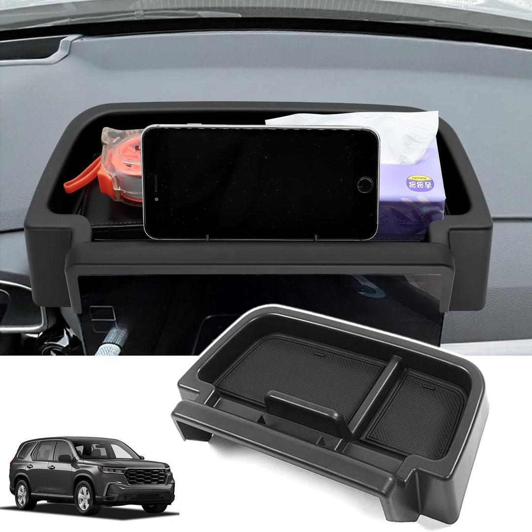 2023-2025 Honda Pilot Dash Storage Tray, Black ABS Plastic Sunglass Phone Tissue Holder, Center Console Organizer