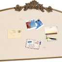 Vintage Framed Pin Board Linen Display Bulletin Board Large Ornate Fabric Picture Photo Pinboard Memo Decorative Prayer Pinboard Ornate for Wall Gift(Arch,23.6" X 35",Antique Golden)