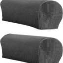 LINGXIYA Soft Stretch Plush Armrest Cover, Armrest Covers for Chairs/Sofas, Couch Arm Covers, Furniture Protector Armchair Slipcover for Recliner, Set of 2(NOT Suitable for Leather Sofas) (Dark Grey)