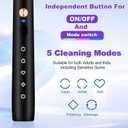 Whitening Electric Toothbrush for Adults and Kids, Rechargeable Toothbrush with 8 Brush Heads & Travel Case, 5 Modes & Smart Timer, 45000VPM Deep Clean, IPX7,One Fast Charge Last 120 Days - Black