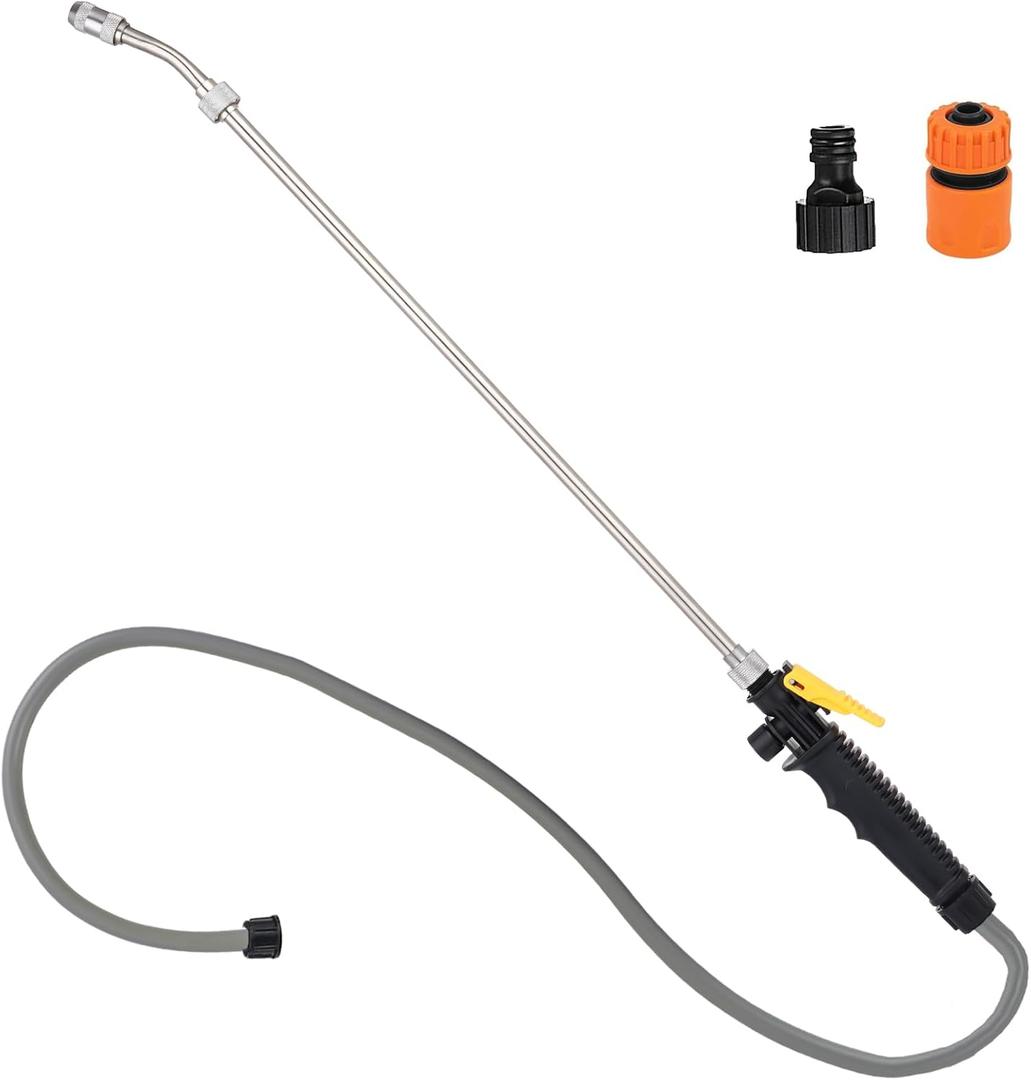 29 Inch Spray Wand for Water Pumps, Backpack Sprayer Set Include Hose Quick Connector and 1.2m Hose, Adjustable Nozzle Sprayer Wand Replacement with Built in Shut Off Valve (Black)