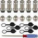 FULARR 6Pcs Premium GX16-4 Pin Aviation Connector Plug Adapter, 5A 16MM Thread Male Female Metal Panel Aviation Wire Connector Kit, with Rubber Protector Cap and Phillips Screwdriver