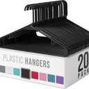 Clothes Hangers Plastic 20 Pack - Black Plastic Hangers - Makes The Perfect Coat Hanger and General Space Saving Clothes Hangers for Closet - Percheros Ganchos para Colgar Ropa Hangars