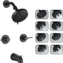 2 Handle Shower Faucet Set with Tub Spout Matte Black Two Handles Shower Faucet Set Bathtub Shower Faucet Combo Wall Mount