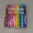 Four Candies Quick Dry Ink Colored Pens Set, 12 Colors Retractable Gel Pens, 0.7mm Fine Point Colorful Pen for Note Taking & Drawing, Colored Gel Pen with Comfort Grip for Office, School & Home