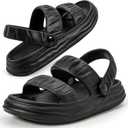 QIGEGE Water Sandals for Womens, Orthotic Slides Fashion Flat Summer Sandals With Comfortable Plantar Fasciitis Arch Support (9, Black)