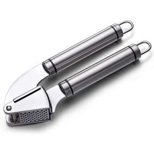 Drincarier Garlic Press Stainless Steel - Premium Professional Grade Garlic Mincer, Crusher & Peeler Set - Easy Clean, Dishwasher Safe & Rust-proof(A)