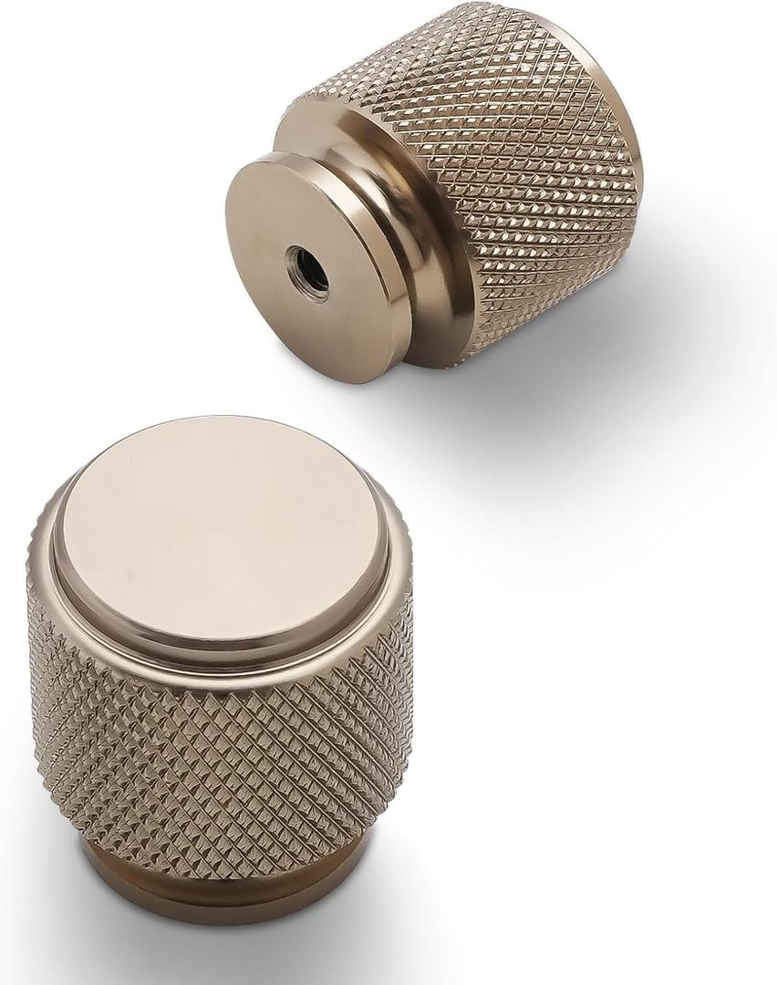 10 Pack Champagne Bronze Round Brushed Aluminum Cabinet Knobs (1.1 x 1 x 0.78 inches, 10 Count)