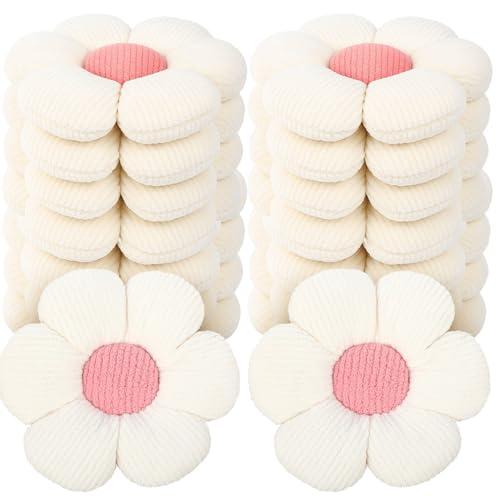 Beeveer 9 Pcs Cute Flower Pillow 15.75 Inch Flower Plush Throw Pillow Aesthetic Decorative Seating Cushion for Spring Back to School First Day of School Sofa Couch Bed Decor(Monochrome,White)