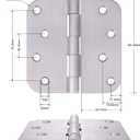 18 Pack, Residential and Commercial Door Hinges 4 Inch Satin Nickel Finish Reversible Hinges, 5/8" Radius Corner, Exterior & Interior Door Hinge for Entryway, Patio and More