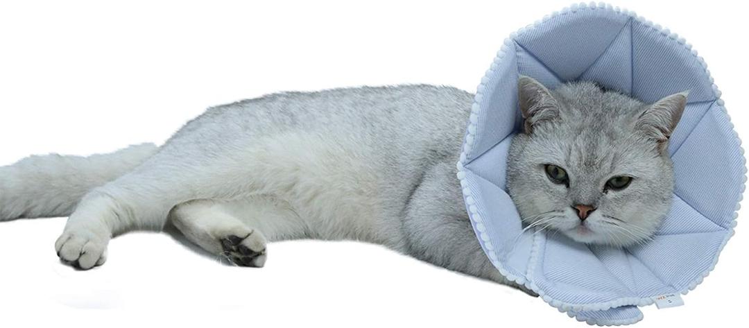 Soft Cat Recovery Collar,Adjustable Dog Cat Cone,Dog Protective Cone Collar After Surgery, for Kitten and Puppy, Small, Blue