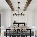 Black Chandelier, 6-Light Dining Room Light Fixture, Round Farmhouse Wagon Wheel Chandeliers for Dining Room Living Room Entryway Kitchen Island Dia 24", D24'' 6-Light