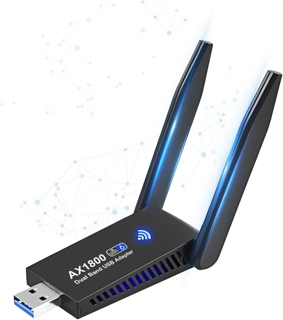 AX1800 USB WiFi 6 Adapter,Dual Band 2.4G/5G WiFi Dongle for Desktop PC, WPA3, MU-MIMO, OFDMA, Built in Driver Wireless Network Receiver Supports Windows 11/10
