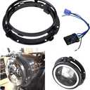 7" 7 Inch headlight Ring Mounting Bracket with Wire Harness Adapter for Motorcycle Street Glide Road King Electra Glide Headlight bracket(Black)