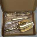 Sieral 4 Pieces Ice Tongs and Scoops Stainless Steel Ice Cube Tong with Teeth Shovel Scoop Buffet Clip Candy Food Kitchen Serving Utensils Set for Cocktail Whiskey Tea Party(Gold)