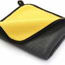 Premium Dual-Sided Microfiber Car Cleaning Towel 15.5" x 11.8" Scratch-Free, Super Absorbent, Lint-Free Cloth for Auto Detailing, Polishing, Drying & Washing Yellow & Gray