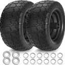 11x6.00-5 Lawn Mower Tires Flat Free, Zero Turn Mower Front Tires, 11x6-5 Solid Mower Wheel for Residential and Commercial, 3/4" and 5/8" Bearing, 6"- 8" Center Hub, Load 400lbs, 2Pk Black