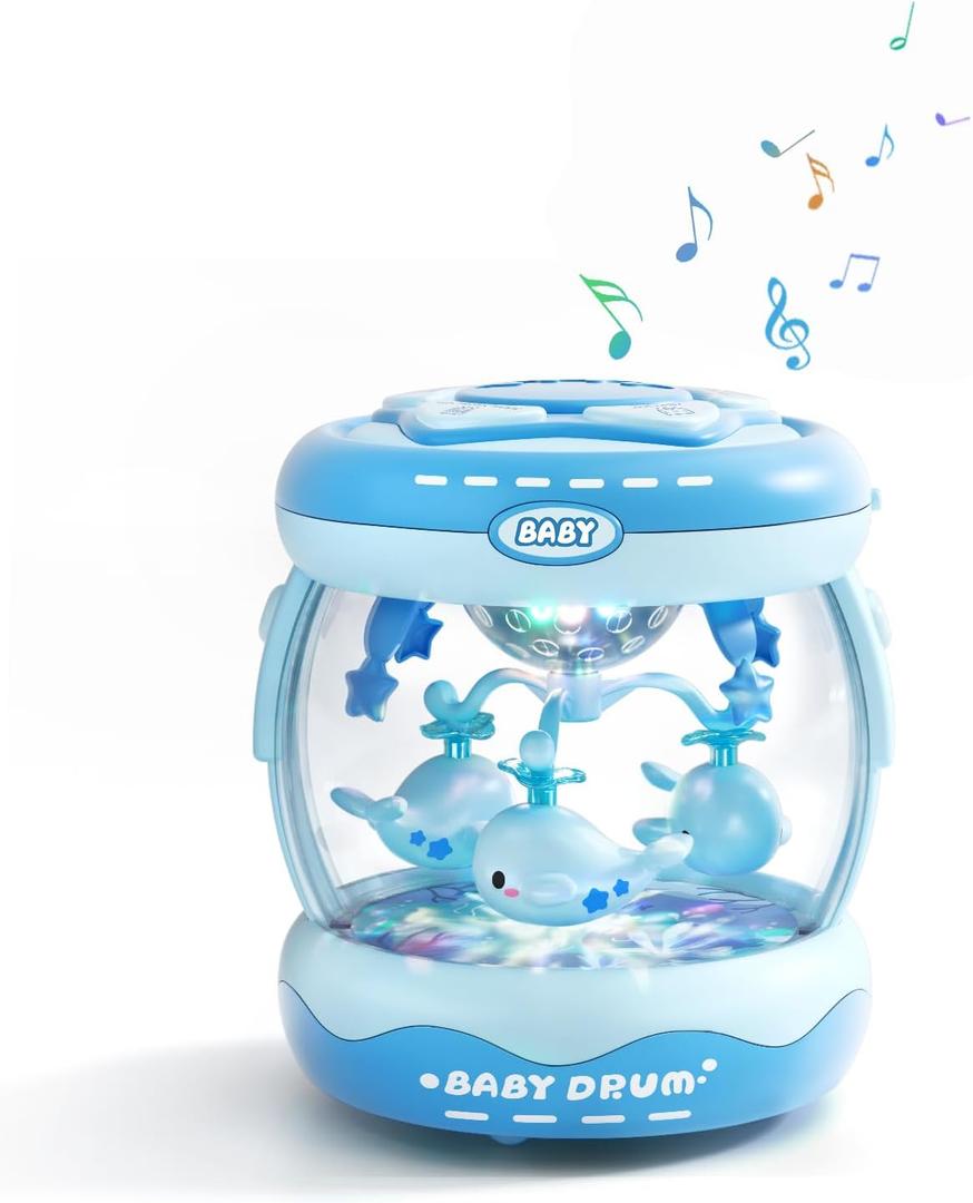 Baby Light Up Musical Toys for 6-12 Months,Rotating Crawling Tummy Time Infant Toys for Toddler 12-18 Months,Early Learning Baby Toy Gifts for Babies 3-6 7 8 9 12-18 MonthBlue