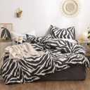 Zebra Duvet Cover Set Queen 100% Cotton Black and White Animal Print Bedding 1 Leopard Comforter Cover Full with Zipper Ties 2 Pillowcases for Kids Teens Boys Girls Women