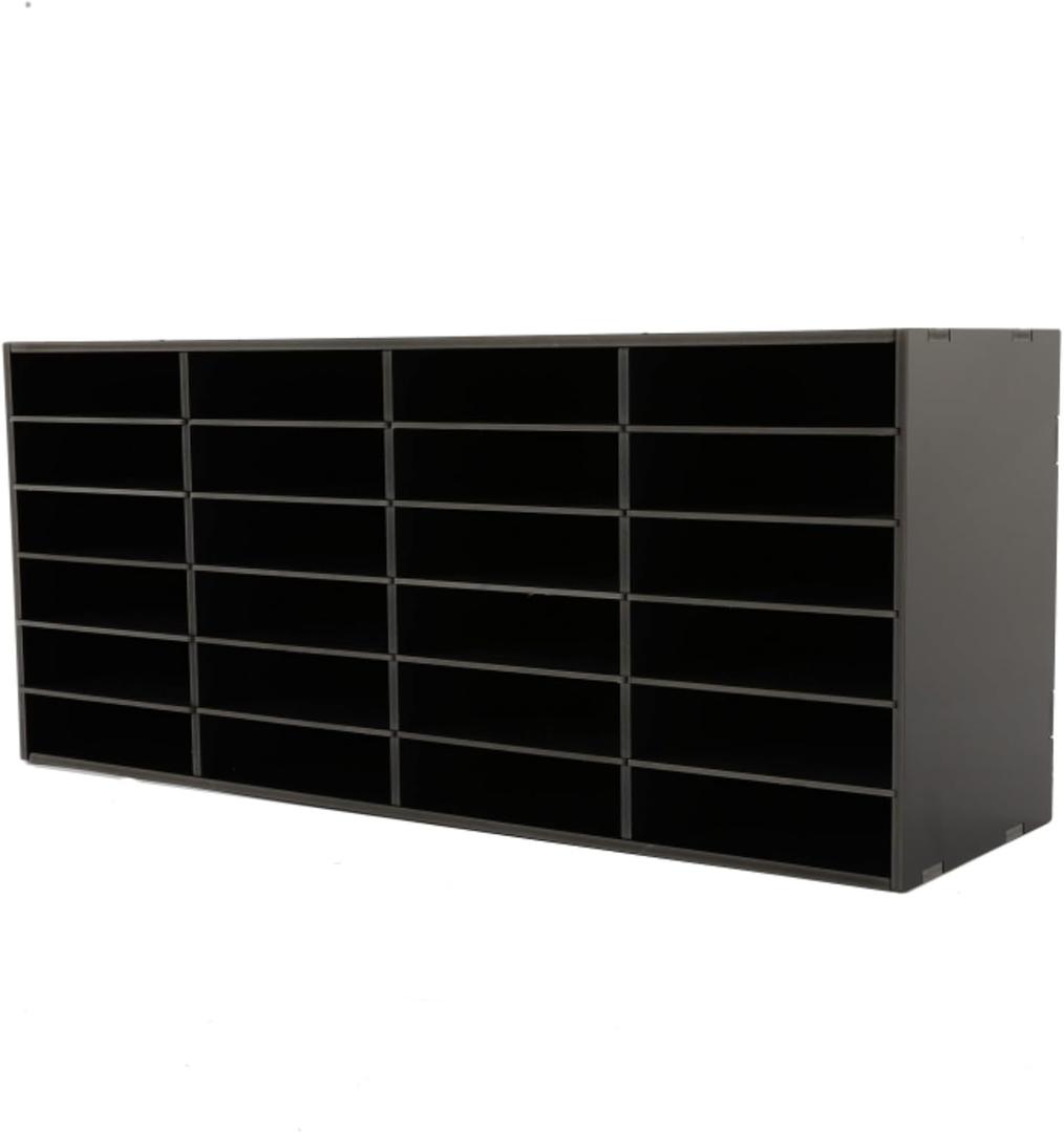 Mailbox for Classroom 24 Slots, Mail Sorter, Paper Organizer Storage, Mail Organizer for Home Library Office Classroom (Black, 24 Slots)
