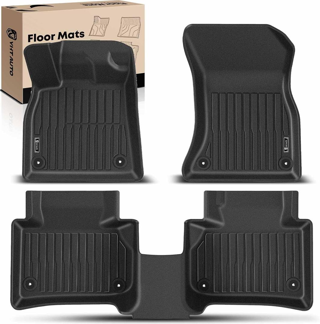 YHTAUTO Floor Mats Fit 2018-2024 Audi Q5 SQ5, TPE All Weather Car Mats Waterproof Anti-Slip Odorless Floor Liner, Interior Car Accessories Front & 2nd Row Liner