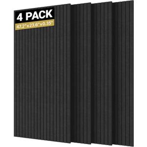 TONOR 4 Pack Large Acoustic Panels,47.2" X 23.6" X 0.35" Acoustical Wall Panel, Self-Adhesive Sound Proof Panels, Decorative Soundproof Wall Panels for Echo Absorption for Home Studio Office, Black