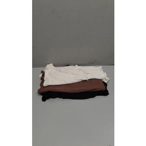 Riyiper 3 Pack Women's Sleeveless Mock Turtlenecks Shirts Lettuce Trim Ribbed Knit Slim Summer Casual Tank Tops Basic Tees(Black, Brown, Cream,Small) Size S.