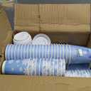 100 Pcs Christmas Coffee Paper Cups with Lids 12 oz Kraft Paper Hot Cocoa Chocolate Cups For Christmas Winter Holiday Party Supplies Blue