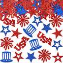 210Pcs Double-sided Independence Day Confetti Glitter Red Blue Pentagram Table Confetti for America 250th Birthday Table Decorations National Independence Day Party Decorations Supplies