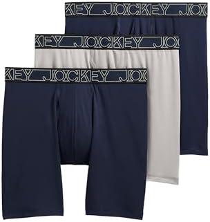 Jockey Men's Underwear Active Microfiber 9" Long Leg Boxer Brief - 3 Pack M