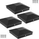 HILLMASTER 6X6 Post Caps for 5.5inx5.5in Wood Fence Post, Water-Proof UV-Proof Durable PP Plastic Decking Post Top Cap Cover with Mounting Screws, 4 Pcs, Black, 6x6in 4Pcs