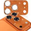 CloudValley for iPhone 17 Pro Max Camera Lens Protector Glitter - Bling Camera Cover with 9H [Anti-Scratch & Easy Install], Metal Ring Decoration Accessories, Glitter Cosmic Orange