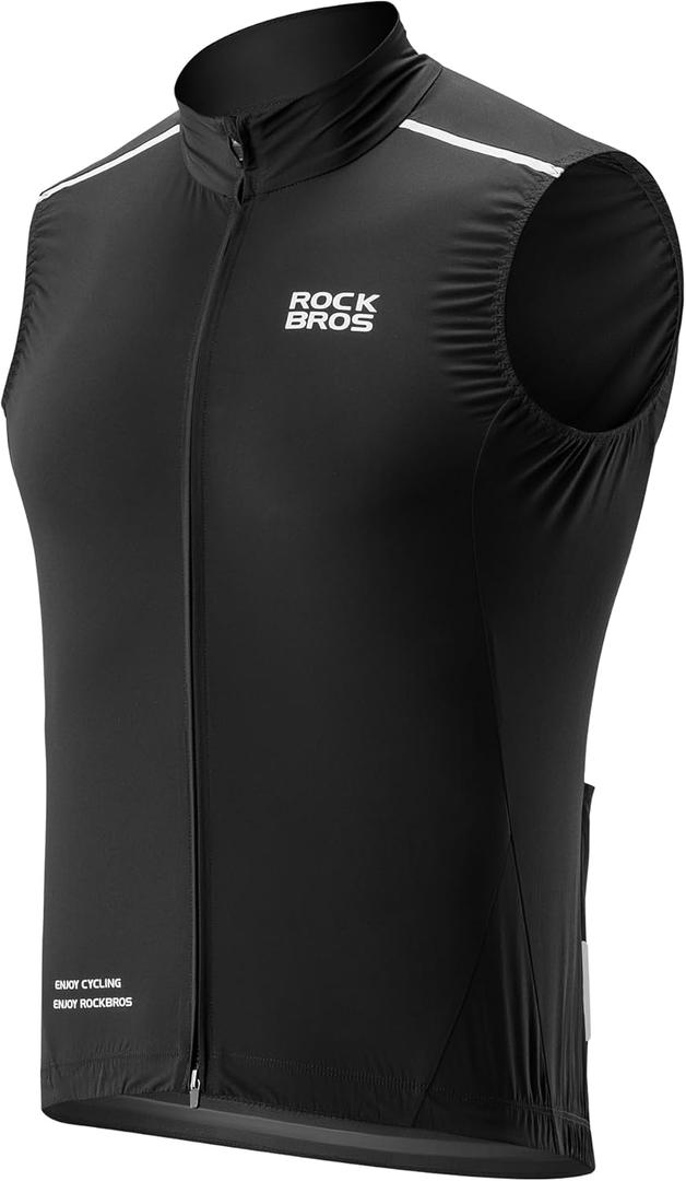 ROCKBROS Cycling Vest Windproof Breathable Bike Vest Men Sleeveless Lightweight Windbreaker with Pockets (X-Large)