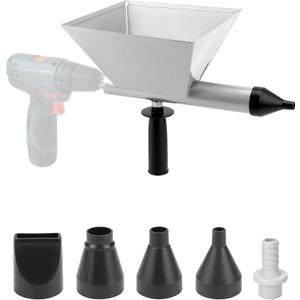 QWORK Electric Mortar Grout Gun, Plastic Cement Caulking Gun with 5 Replaceable Nozzles and Detachable Muzzle, for Efficient Tiling and Masonry Work