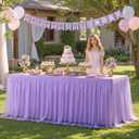 Lavender Tulle Tablecloth for 6 Foot Rectangular Tables 6ft Light Purple Table Cloth Rectangle Wrinkle Free Lilac Table Cover with Tutu Skirt for Wedding Birthday Party Baby Shower Banquet Buffet, 72" x 30"