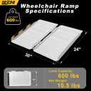 BEJONI 2FT Portable Wheelchair Ramp, 30''W Aluminum Folding Handicap Ramp for Home Steps, Non-Slip Threshold Ramps for Wheelchairs, Scooters, Doorways, Home Steps,Curbs, FSA,HSA