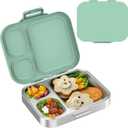 Stainless Steel Lunch Box: Metal Bento Box for Kids Adults - Leak-Proof 3 Compartments,Green